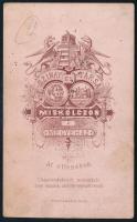 cca 1880 Fiatal férfi portréja, vizitkártya Szinay és Társa miskolci műterméből (,,Miskólczon a Megy...