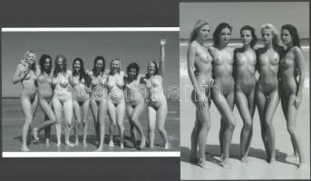 cca 1988 "Tengerparti hölgykoszorúk", szolidan erotikus felvételek, 2 db modern nagyítás, jelzés nélkül, 21x15 cm