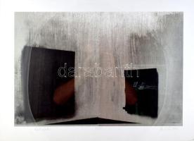 Ősz Gábor (1962): Képek a falon. Szitanyomat, papír. Jelzett. Számozott (57/75). 40x59,5 cm. Üvegezett klipsz keretben, üveg jobb alsó sarkában sérült.