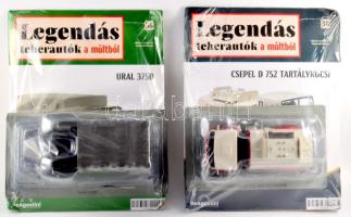 2 darab Legendás teherautók makett, Csepel D 752 tartálykocsi, Ural 375D, bontatlan.