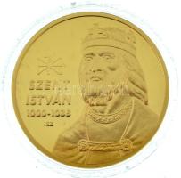 ifj. Szlávics László (1959-) 2011. "Nagy Magyarok / Szent István" aranyozott Cu emlékérem kapszulában (40mm) T:PP