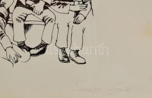 Somogyi Győző (1946-): Ottlik-illusztráció (Iskola a határon). Szitanyomat, papír. Jelzett. Számozot...