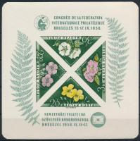 1958 FIP I. Virág vágott blokk / Mi block 28 imperforate