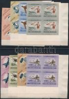 1954 Repülőnap vágott sor ívsarki négyestömbökben / Mi 1376-1383 imperforate corner blocks of 4