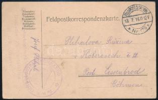 1916 Tábori posta levelezőlap "FELDPOSTSTATION / Nr. 179" , "K.u.k. MOTORBOOTPARKKOMMANDO" , "K.u.K. Motorbootparkkomando / Deutsche Feldpoststation / Nr. 179 Orsova"