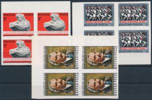 1972-1979 3 klf vágott ívszéli négyestömb / imperforate blocks of 4