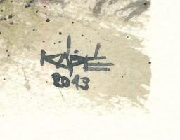 Kápé jelzéssel: Erdőrészlet madarakkal. Akvarell, karton. 35x25 cm