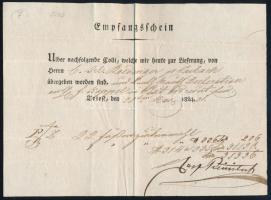 1824 Trieszt, német nyelvű nyugta (Empfangsschein)