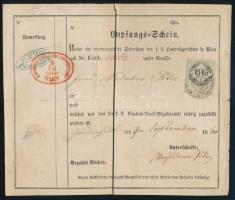 1860 Bécs (Wien), német nyelvű nyugta (Empfangsschein) 15kr okmánybélyeggel, pecsétekkel