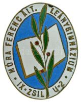 DN "Móra Ferenc Ált. Leánygimnázium IX. Zsil u. 2" zománcozott bronz iskolajelvény (35x28mm) T:XF, kis zománchiba