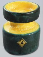 H. jelzéssel Iparművész gyertyatartó Mázas kerámia, jelzett, hibátlan 13 cm