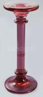 Lila gyertyatartó. Anyagában színezett, formába préselt, hibátlan, m: 21 cm