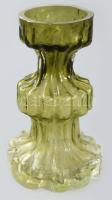 Osztrák jégüveg üveg váza. Anyagában színezett, formába öntött, hibátlan, m: 19 cm
