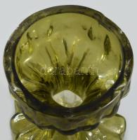 Osztrák jégüveg üveg váza. Anyagában színezett, formába öntött, hibátlan, m: 19 cm