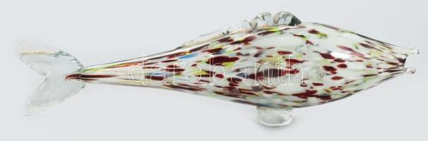 Salgótarjáni üveg hal, anyagában színezett, hibátlan 32 cm