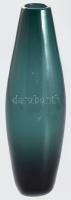 Palackzöld váza. Formába öntött, anyagában színezett, hibátlan 29 cm