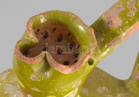 Vizes kancsó. Mázas cserép, Alföld, XIX. sz. Sérülésekkel 31 cm