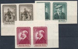 1954 Lenin vágott sor ívszéli párokban (36.000) / Mi 1351-1353 imperforate margin pairs