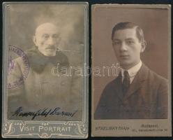 cca 1900 Hennefeld Bernát és Jenő nyomdász portréja, 2 db keményhátú fotó hibákkal, 10,5×6,5 cm
