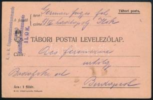 1915 Tábori posta levelezőlap Budapestre küldve / Field postcard "K.u.K. Etappenstationskommando / zugleich / Schiffstationskommando / I L O K" to Budapest
