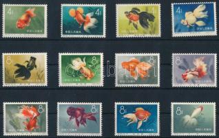 Kínai Népköztársaság 1960 Aranyhalak Mi 534-545 (Mi EUR 1.200.-) (barnás gumi / brownish gum)
