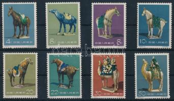 Kínai Népköztársaság 1961 Kerámia lovak Mi 608-615 (Mi EUR 390.-) (barnás gumi / brownish gum)