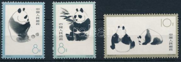 Kínai Népköztársaság 1963 Panda Mi 736-738 (Mi EUR 130.-) (barnás gumi / brownish gum)
