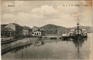 Orsova, MFTR kikötő, gőzhajó / Hafen / port, steamship (fl)