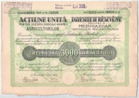 Románia 1923. Arad "Mezőgazdák Kereskedelmi Részvénytársaság" 10 részvénye egyben, összese...