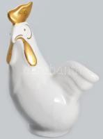 Hollóházi aranyozott tyúk figura, jelzett, hibátlan, m: 12 cm