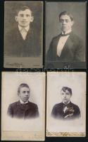 cca 1890-1900 4 db keményhátú portré fiatalemberekről, 10,5×6,5 cm