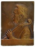 Telcs Ede (1872-1948) 1906. "Popper Dávid" egyoldalas bronz emlékplakett (50x38mm) T:XF, peremhibák HP 6077.