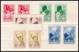 1949 VIT vágott sor párokban (50.000) (apró ráncok) / Mi 1048-1052 imperforate pairs (small creases)