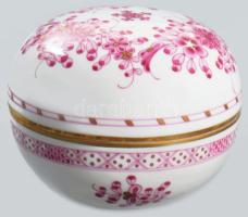 Herendi waldstein purpur mintás bonbonier. Jelzett, hibátlan, d: 11,5 cm