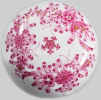 Herendi waldstein purpur mintás bonbonier. Jelzett, hibátlan, d: 11,5 cm