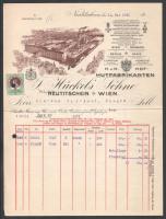 1912 Neutitschein (Nový Jičín), J. Hückel's Söhne fejléces számla a gyár látképével