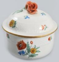 Herendi virág mintás bonbonier. Jelzett, hibátlan, d: 10 cm