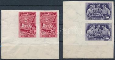 1951 Magyar-szovjet barátság vágott sor ívsarki párokban (18.000+) / Mi 1158-1159 imperforate corner pairs