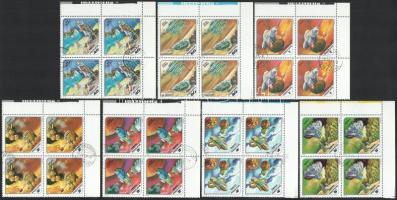 1978 Fantasztikum az űrkutatásban sor ívsarki négyestömbökben, Signalstrip PO jelzéssel / Mi 3265-3271 corner blocks of 4