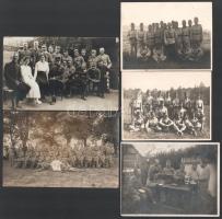 cca 1915-1930 Katonai csoportképek, 5 db, közte feliratozottak, az egyik hátoldalán aláírásokkal