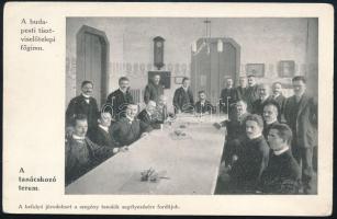 cca 1910 A budapesti tisztviselőtelepi (VIII ker.) főgimnázium tanári kara, a hátoldalán nevesítve a képen szereplő emberek, levelezőlap, 9x14 cm