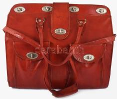 Tevebőr utazótáska, jelzett, kopással, 45x35 cm