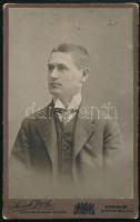 cca 1900 Didrich Péter aláírt portréja, keményhátú fotó Kossak József temesvári műterméből, 10,5×6,5 cm