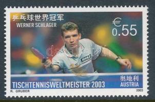 2003 Férfi asztalitenisz VB bélyeg + FDC, Werner Schlager aláírásával / Mi 2446 stamp + FDC, signed ...