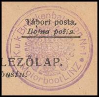 1915 Tábori posta levelezőlap Linzbe küldve / Field postcard "K.u.k. Brückenbattalion Nr. 1 / M...