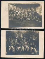 cca 1914 Katonai csoportképek Boszniában (Szarajevóban) állomásozó alakulatokról, 2 db futott fotólap, 8,5x14 cm