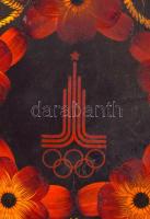 Olimpiai témájú orosz festett tálca, kopással, d: 30 cm