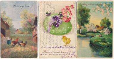 10 db RÉGI húsvéti és pünkösdi üdvözlőlap vegyes minőségben / 10 pre-1945 Easter and Pentecost greet...