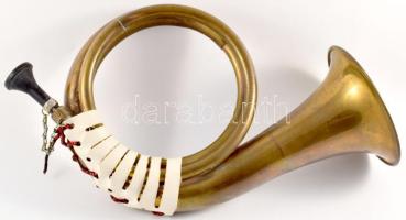 Bronz vadászkürt, 20x37 cm