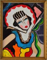 Scheiber H jelzéssel: Hölgy portréja. Vegyes technika, karton, üvegezett fakeretben. 35,5x28 cm